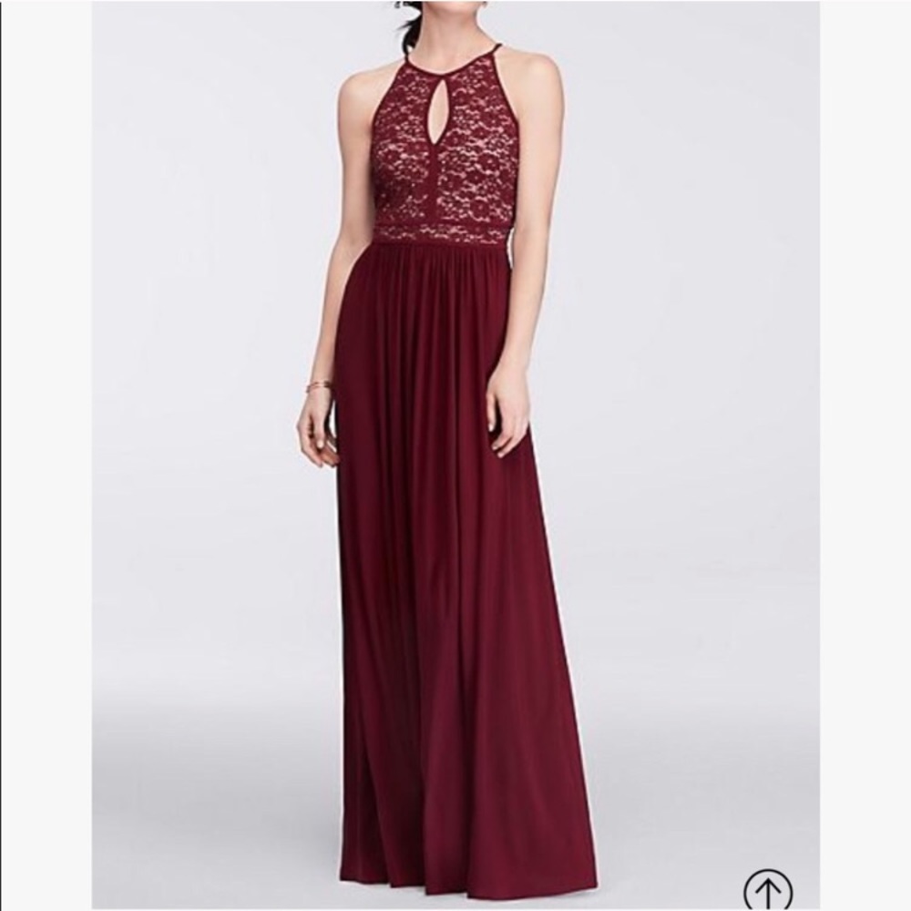 Maroon sequined prom dress